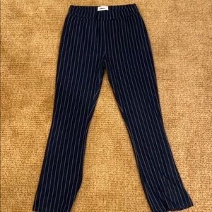 Grey and white striped flare pant